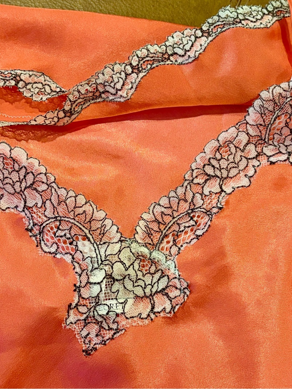 Victoria's Secret Coral Satin Slip with Contrast Lace